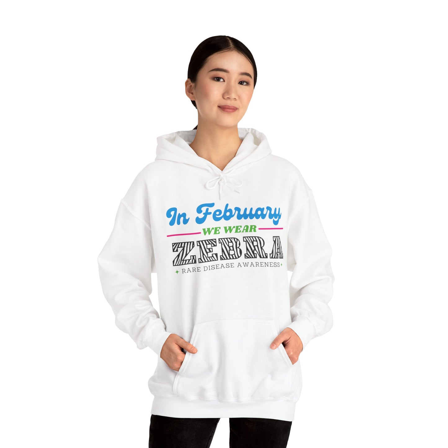 In February - we wear - ZEBRA Unisex Heavy Blend™ Hooded Sweatshirt