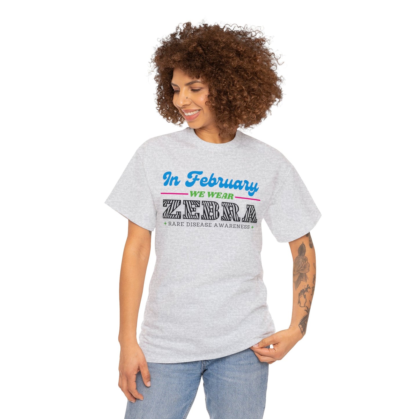 In February -we wear- ZEBRA, Unisex Heavy Cotton Tee