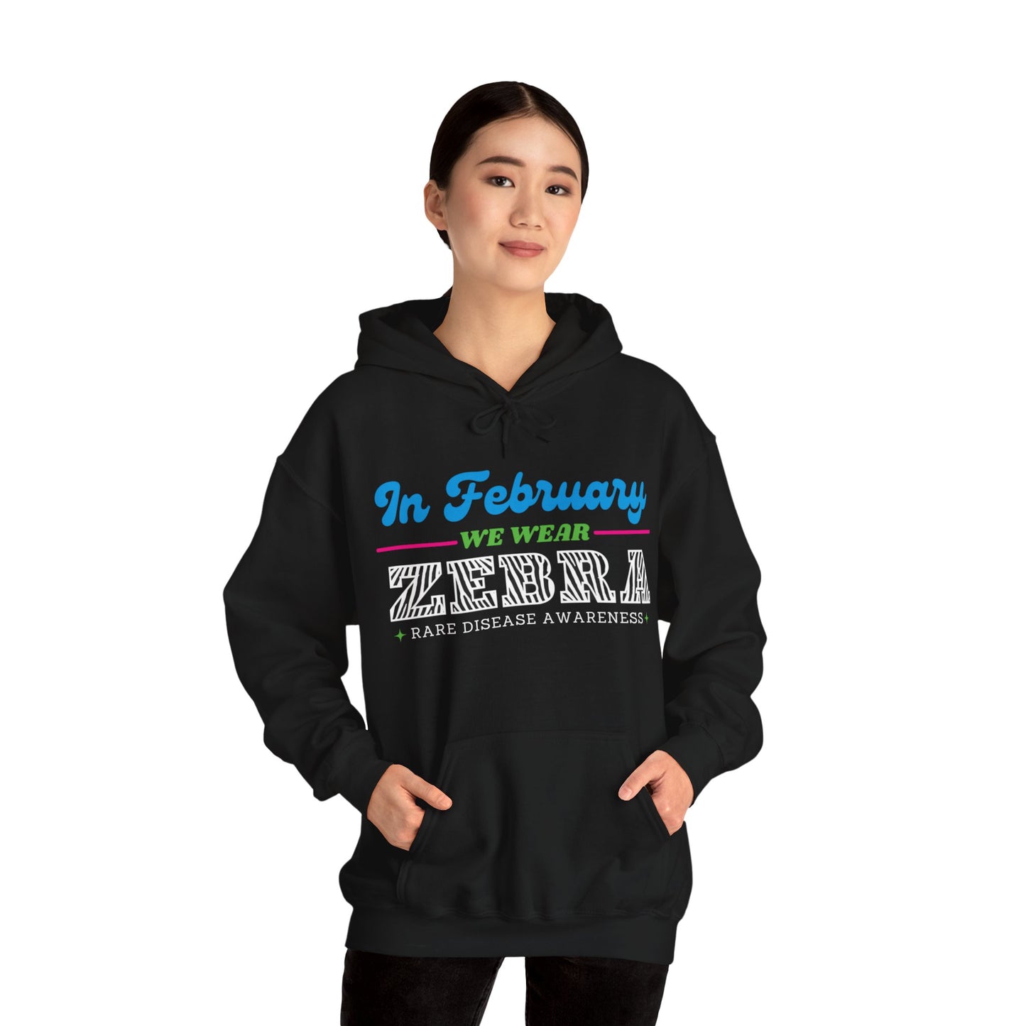 In February - we wear - ZEBRA Unisex Heavy Blend™ Hooded Sweatshirt