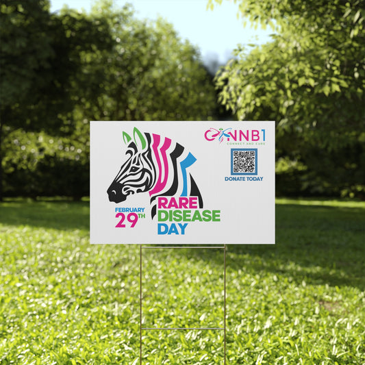 2.29.24 LEAP YEAR, Rare Disease Zebra Head, CTNNB1 Plastic Yard Sign