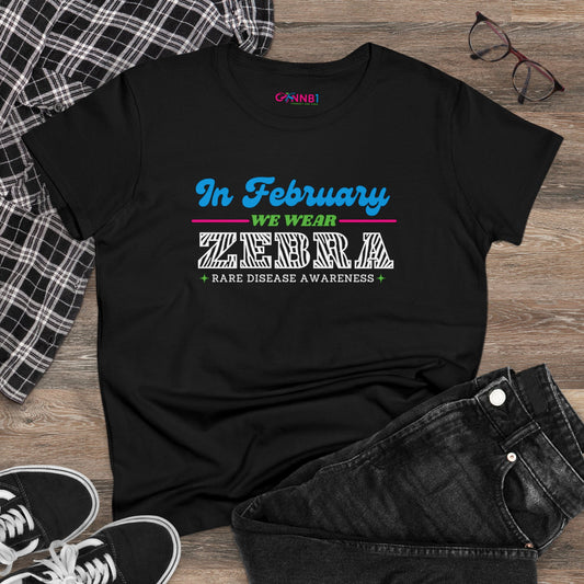 In February -we wear- ZEBRA, Women's Midweight Cotton Tee